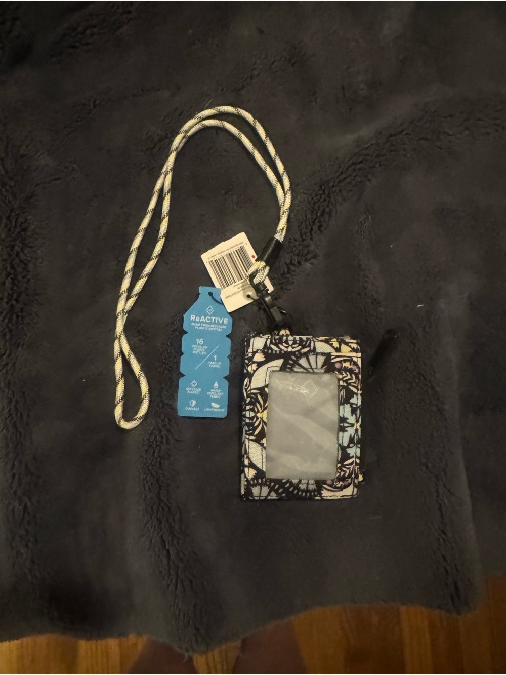 Vera Bradley Black & White Floral ID Badge Lanyard Holder